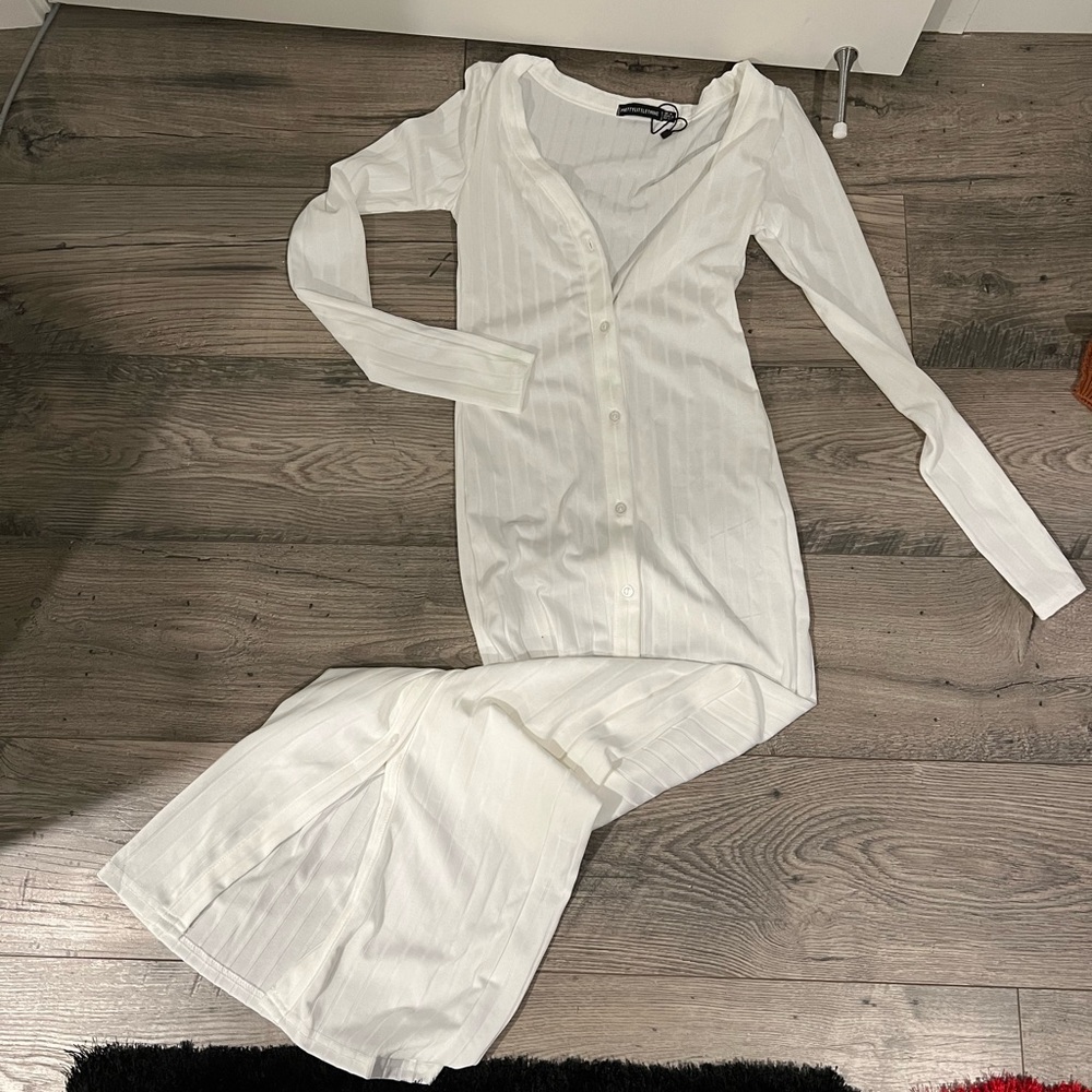 White Ribbed Maxi Dress - Picture 2 of 2